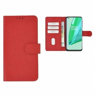 OnePlus 9 Pro Hoesje Met Pasjeshouder Bookcase Rood