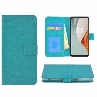 OnePlus Nord N100 Hoesje Met Pasjeshouder Bookcase Turquoise