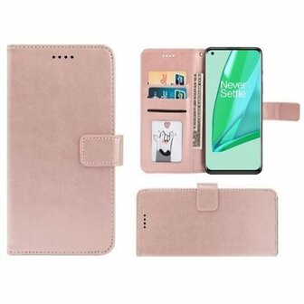 OnePlus 9 Pro Hoesje Met Pasjeshouder Bookcase Rose Goud