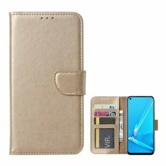 Oppo A92 Hoesje Met Pasjeshouder Bookcase Goud