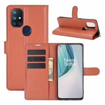 OnePlus Nord N10 Hoesje Met Pasjeshouder Bookcase Bruin