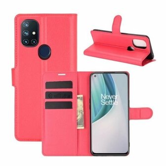 OnePlus Nord N10 Hoesje Met Pasjeshouder Bookcase Rood