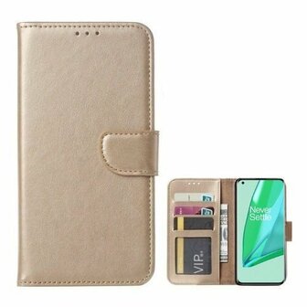 OnePlus 9 Pro Hoesje Met Pasjeshouder Bookcase Goud