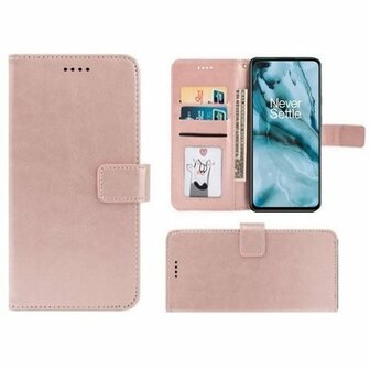 OnePlus Nord Hoesje Met Pasjeshouder Bookcase Rose Goud