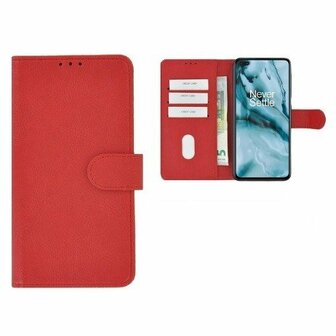 OnePlus Nord Hoesje Met Pasjeshouder Bookcase Rood