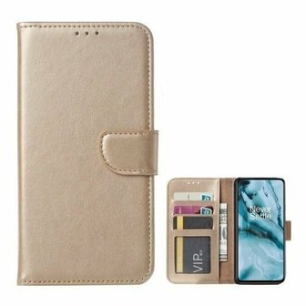 OnePlus Nord Hoesje Met Pasjeshouder Bookcase Goud