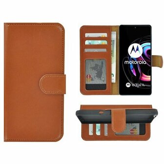 Motorola Edge 20 Pro Hoesje Met Pasjeshouder Bookcase Bruin