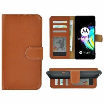 Motorola Edge 20 Hoesje Met Pasjeshouder Bookcase Bruin