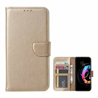 Motorola Edge 20 Hoesje Met Pasjeshouder Bookcase Goud