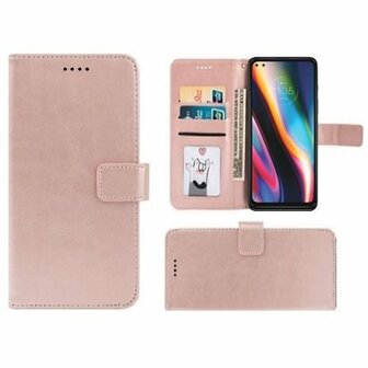 Motorola G 5G Plus Hoesje Met Pasjeshouder Bookcase Rose Goud