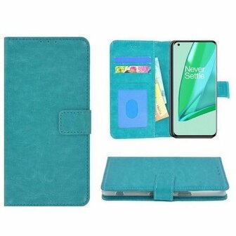 OnePlus 9 Pro Hoesje Met Pasjeshouder Bookcase Turquoise