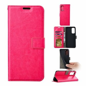 Motorola Edge 20 Pro Hoesje Met Pasjeshouder Bookcase Roze