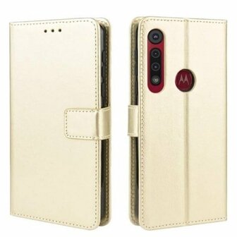 Motorola G8 Play Hoesje Met Pasjeshouder Bookcase Goud