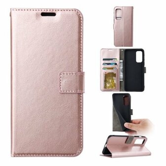 Motorola Edge 20 Pro Hoesje Met Pasjeshouder Bookcase Rose Goud