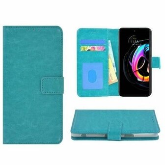 Motorola Edge 20 Hoesje Met Pasjeshouder Bookcase Turquoise