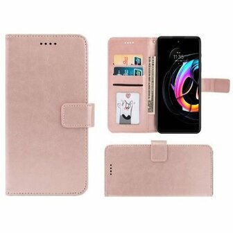 Motorola Edge 20 Hoesje Met Pasjeshouder Bookcase Rose Goud