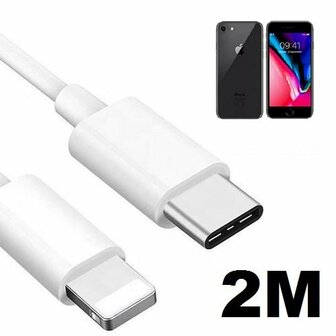 iPhone 8 Oplaadkabel USB C Lightning 2 Meter