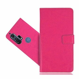 Motorola Edge Plus Hoesje Met Pasjeshouder Bookcase Roze