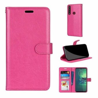 Motorola G8 Play Hoesje Met Pasjeshouder Bookcase Roze