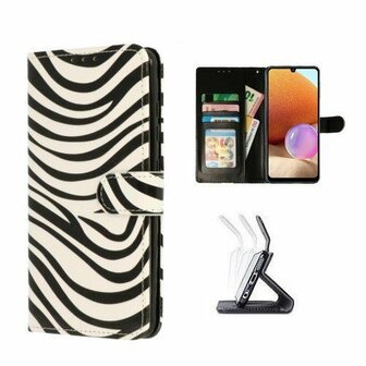 Samsung A32 4G Hoesje Met Pasjeshouder Bookcase Zebra