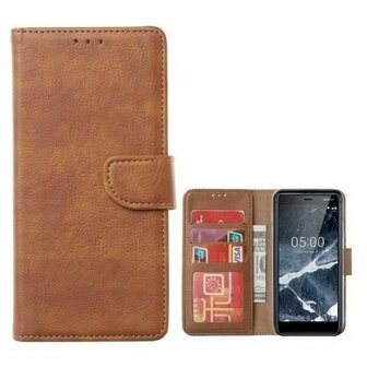 Nokia 5.1 Hoesje Met Pasjeshouder Bookcase Bruin