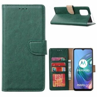 Motorola Moto G10 Hoesje Met Pasjeshouder Bookcase Donkergroen