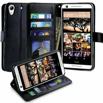 HTC Desire 626 Hoesje Met Pasjeshouder Bookcase Zwart