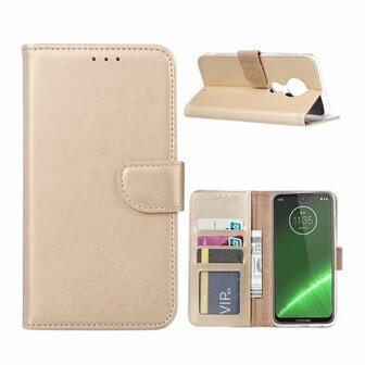 Motorola Moto G7 Plus Hoesje Met Pasjeshouder Bookcase Goud