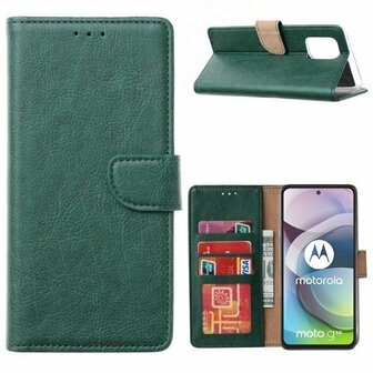 Motorola Moto G 5G Hoesje Met Pasjeshouder Bookcase Donkergroen