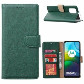 Motorola G9 Power Hoesje Met Pasjeshouder Bookcase Donkergroen