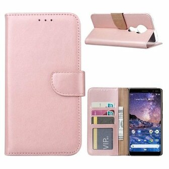 Nokia 6.2 Hoesje Met Pasjeshouder Bookcase Rose Goud