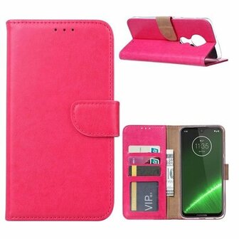 Motorola Moto G7 Plus Hoesje Met Pasjeshouder Bookcase Roze