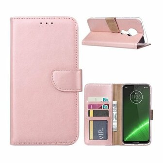 Motorola Moto G7 Plus Hoesje Met Pasjeshouder Bookcase Rose Goud