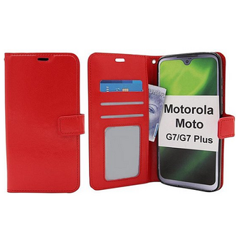 Motorola Moto G7 Plus Hoesje Met Pasjeshouder Bookcase Rood