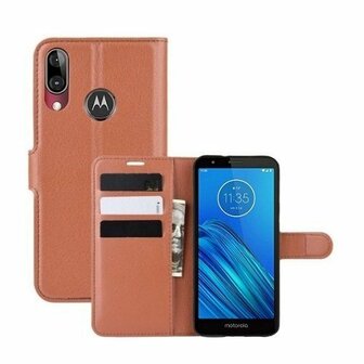 Motorola Moto E6 Hoesje Met Pasjeshouder Bookcase Bruin