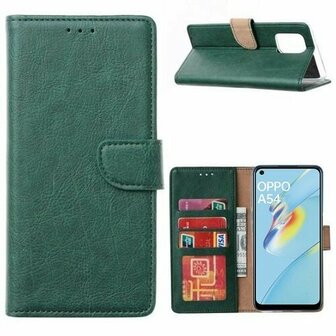 Oppo A54 Hoesje Met Pasjeshouder Bookcase Donkergroen