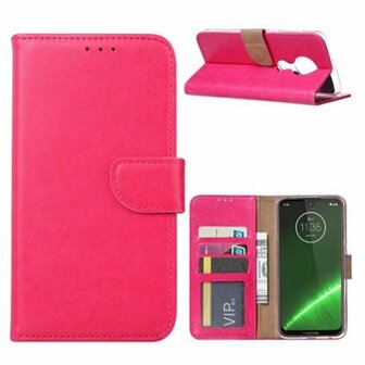 Motorola Moto G7 Hoesje Met Pasjeshouder Bookcase Roze