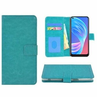 Oppo A72 Hoesje Met Pasjeshouder Bookcase Turquoise