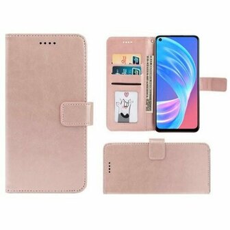 Oppo A72 Hoesje Met Pasjeshouder Bookcase Rose Goud