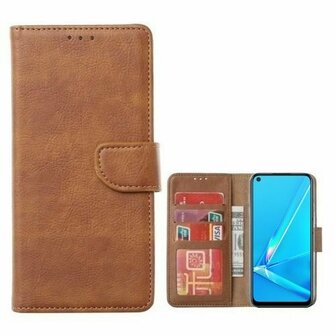 Oppo A92 Hoesje Met Pasjeshouder Bookcase Bruin