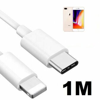 iPhone 8 Plus Oplaadkabel USB C Lightning 1 Meter