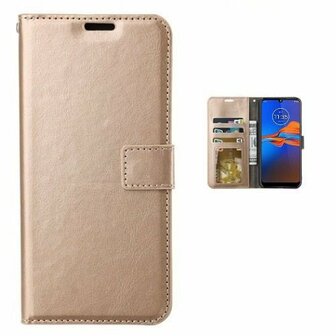 Motorola E6 Plus Hoesje Met Pasjeshouder Bookcase Goud