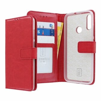 Motorola E6 Plus Hoesje Met Pasjeshouder Bookcase Rood