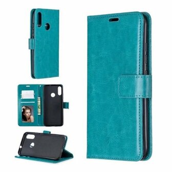 Motorola E6 Plus Hoesje Met Pasjeshouder Bookcase Turquoise
