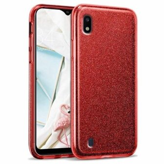 Samsung A10 Siliconen Glitter Hoesje Rood