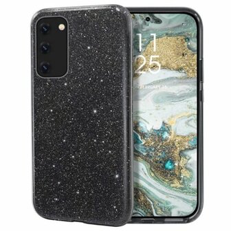 Samsung  S10 Lite Siliconen Glitter Hoesje Zwart