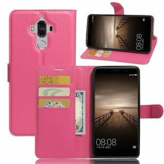 Huawei Mate 9 Hoesje Met Pasjeshouder Bookcase Roze