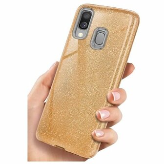 Samsung A20e Siliconen Glitter Hoesje Goud