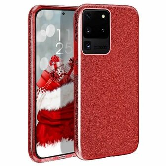 Samsung  S10 Lite Siliconen Glitter Hoesje Rood