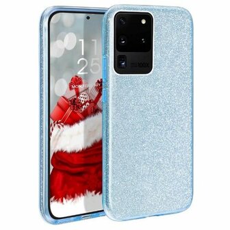 Samsung  S10 Lite Siliconen Glitter Hoesje Blauw